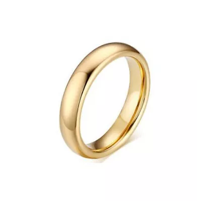 Tungsten Carbide 4mm Men's Unsex Wedding Ring Yellow Gold Plated Band C13 • $18.99