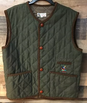 VTG Disney Golf ⛳️ Vest Button Front Mickey Mouse Logo Green Brown Mens Large • $42.50