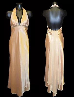 Zum Zum Vintage 90s Gold Satin Gatsby Look Sexy Prom Party Dress Sz 7 • $74.98