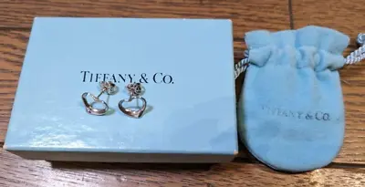 Tiffany & Co. Elsa Peretti Open Heart Stud Earrings Silver 925 W/ Box • $152.99