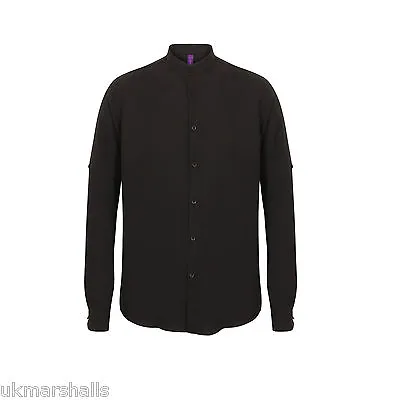 Henbury Men's Mandarin Roll Sleeve Anti-bacterial Wicking Shirt Xs-xxl H592 • $26.12