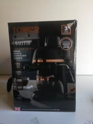 Tower T13014RG Cavaletto Espresso Maker With Frothing Function Glass Carafe St • £30