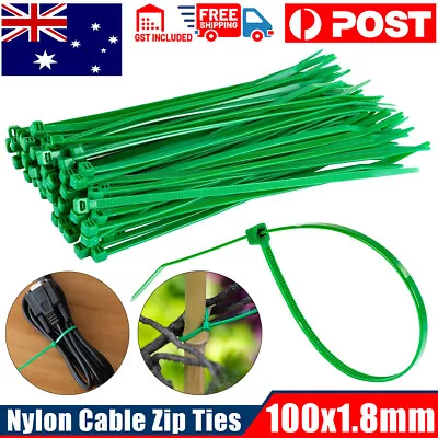 Cable Ties Zip Ties Nylon UV Stabilised 100/200/500/1000/2000x Green Cable Tie • $4.99