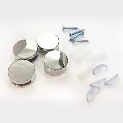 4x Mirror Wall Clips Fixing Kit Frameless Clips Glass Bracket Mounting Hanging • £9.98