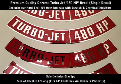 Chevrolet Chevy Turbo Jet 480 HP Air Cleaner Decal Premium Chrome Laminated 0334 • $17.04