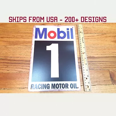 Vintage Mobil 1 Sign Mobil 1 Racing Oil Mobil1 Oil Tin Sign Mobil One Metal Shop • $11.95