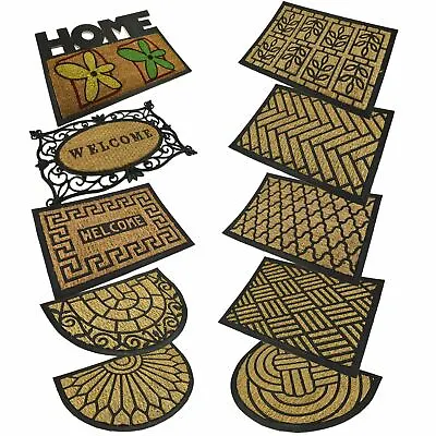 Rubber Coir Welcome Door Entrance Mat Indoor Outdoor Non Slip Absorbent Floor • £7.99