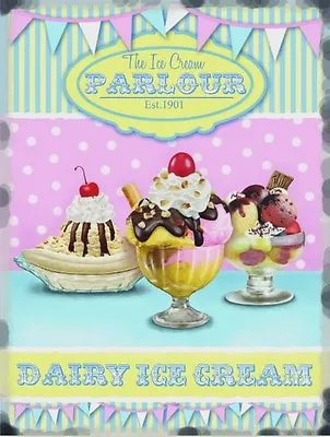 Ice Cream Parlour Sundaes Cafe Farm Food Shop Retro Diner Small Metal Tin Sign • £4.95