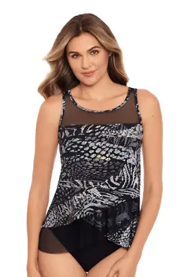 *Miraclesuit Lux Linx Mirage High Neck Underwire Tankini Top Black Gold 10 NWT • $124.76