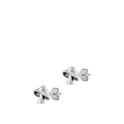 Tiny Mushroom Stud Earrings 925 Sterling Silver Push Back 6.7mm • $10.99