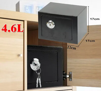 Security Box 4.6L Deposit Money Cash Jewelry Home Safety Secure Locker With Keys • £26.47
