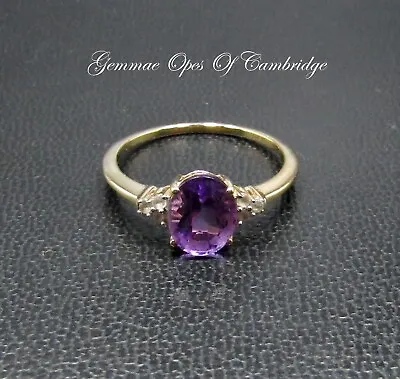 9ct Gold Amethyst Ring With Shoulder Accents Oval Cut Size R 1/2 2.22g 9k • £139.99