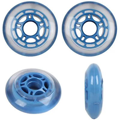 Roller Hockey Wheels Indoor 80mm 78A Soft Inline Skate Clear/Blue 4 Pack • $13.95