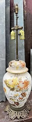 Antique Massive Ginger Jar Porcelain ROYAL BONN Chrysanthemum Table Lamp 32” • $325