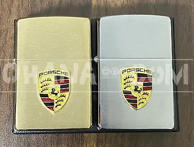 Zippo Lighter Porsche Automobile Emblem Silver Gold Set Of 2 • £136.90