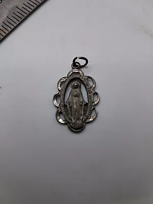 Vintage Sterling Silver Miraculous Mary Pendant • $23