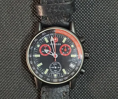 Vintage Rare Swiss Military Pilot Racing Men's Chronograph Quartz Watch Wenger  • $118