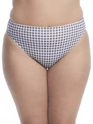 Elomi GREY MARL Plus Size Checkmate Mid-Rise Bikini Swim Bottom US 20 • $32.89