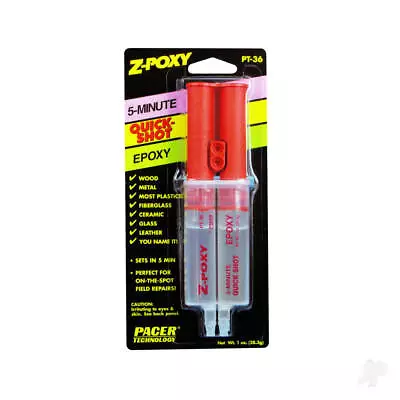 Zap PT-36 Z-Poxy 5 Minute Epoxy Dual Syringe 1oz (Box Of 12) 5525770 • £56.75