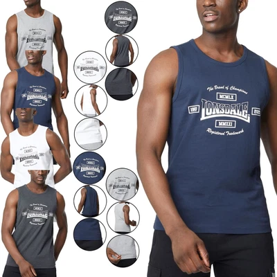 £6.99 • Buy Mens Gym Tank Vest Lonsdale Jersey Graphic Printed Boxing Top Regular Fit Sport