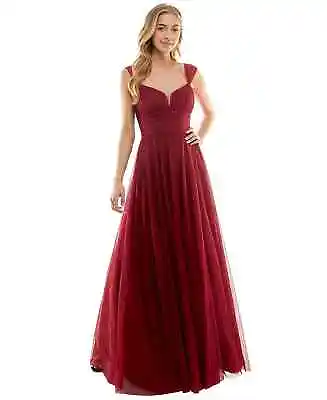 CITY STUDIOS Gown Juniors Size 1 Merlot Red Emma Pleated Notched Neck NWT $149 • $27.99