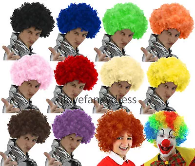 6 X Afro Wig Fancy Dress Curly Mens Ladies Hair Football Supporter Choose Colour • £25.99