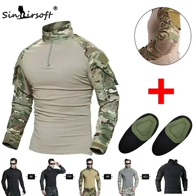 Tactical G3 Military Combat Shirt Long Sleeve Mens T-Shirt Airsoft W/ Elbow Pads • £29.99