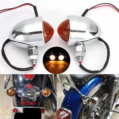 Pair Chrome Turn Signal Lights For Yamaha Virago XV 250 500 535 700 750 920 1100 • $15.66