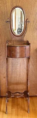 Antique Oak Shaving Stand W/Original Hand Ground Beveled Swivel Mirror C 1900 • $585