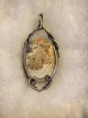 Wire Wrap Sterling Silver Necklace Pendant Gemstone Jewelry Vintage • $150