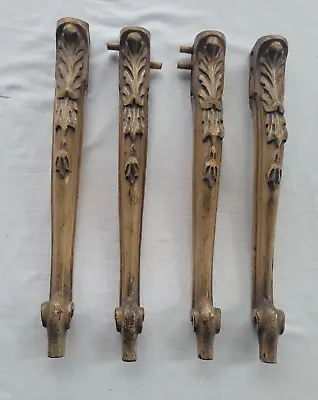 4 Antique French-Carved Table Legs 17.5  Elaborate Hand Carved Walnut Painted • $50