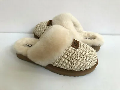 Ugg Cozy Knit Cream Shearling Lined Slip On Slippers Us 12 / Eu 43 / Uk 10 • $135