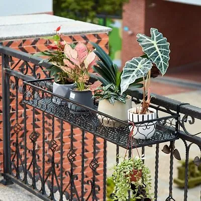 Metal Hanging Pot Plant Rack Flower Planter Holder For Garden Balcony Fence UK • £6.95