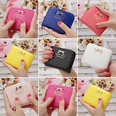 Women Bowknot Small Coin Purse Card Zipper Wallet Holder Mini Bag Handbag Clutch • £1.79