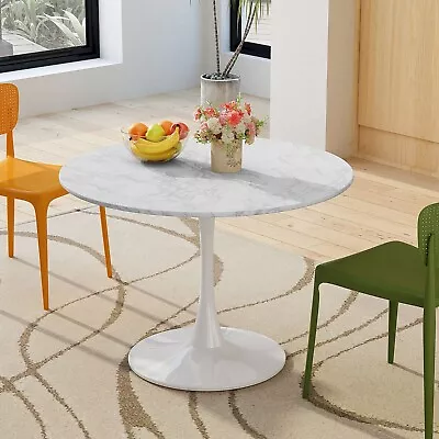 Modern Round Coffee Table With Printed White Marble Table Top • $279.54