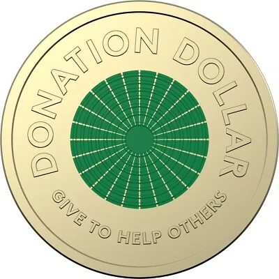 2021 Donation Dollar $1 Coin-coloured- Good Condition. • $3.85