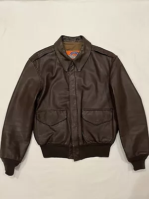 Vintage Cooper Type A-2 Made In USA Goatskin Leather Flight Bomber Jacket 40R • $149.99