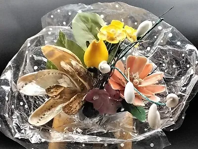 Vintage Handmade Sea Shell Art Flower Boquet Beach Coastal Decor • $17