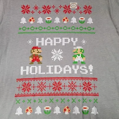 $18.98 • Buy Nintendo Super Mario Christmas T Shirt Mens 2xlt Xxl Tall Gray Luigi Ugly Nwt