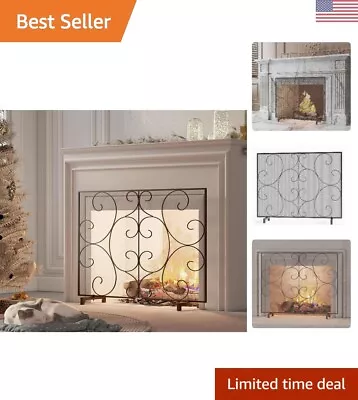 Decorative Fireplace Screen - Durable Metal Mesh - Heat-Resistant - Free Stan... • $109.99