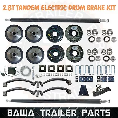 $1380 • Buy DIY Trailer Kit- 2.8Tonne ELECTRIC Drum Brake Tandem Kit Dual Axle Rocker Roller