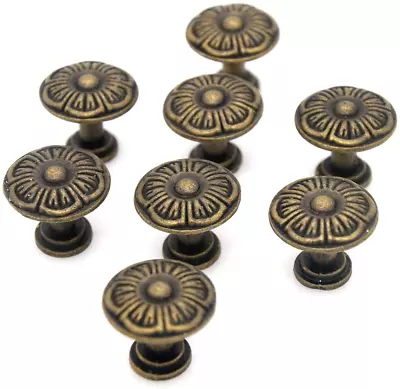 8 PCs Vintage Antique Brass Knobs - Cabinet Handles - Drawer Knob Pulls • $29.12