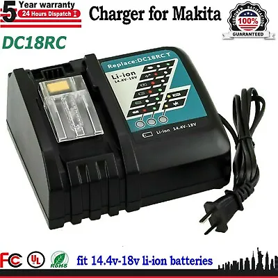 Replacement For Makita BL1830 BL1815 18V Lithium 3Ah 6Ah DC18RC Battery Charger • $22