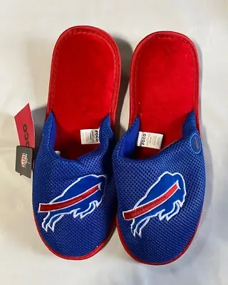 Pair Of Buffalo Bills Logo Exclusive Mesh Slide Slippers Slip On House Shoes • $17.95