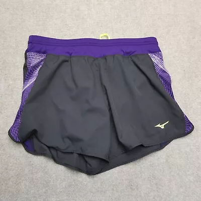 Mizuno Running Shorts Womens Medium Black Purple Lined Workout Athletic • $14.77