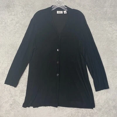 $14.99 • Buy Chicos Sweater Womens Extra Large Black Travelers Button Up Knit Stretch Size 3