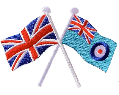 RAF Ensign And  Union Jack Crossed Flag Iron Or Sew On Patch • £7.49