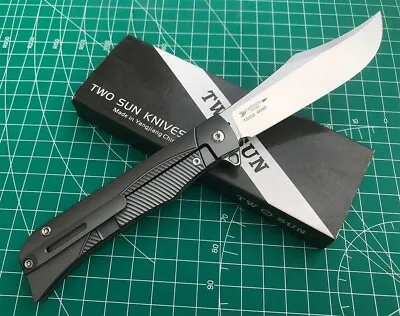 Twosun Folding Knife Tc4 Titanium Handle M390 Clip Point Edge Ts332-m390 • $47