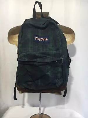 Vintage Jansport Green Plaid Backpack Bag Made In Usa Tartan Plaid Check 90s • $54.99