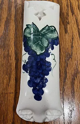 Wall Pocket Vase. Pottery. Grapes And Leaf Design • $5.99